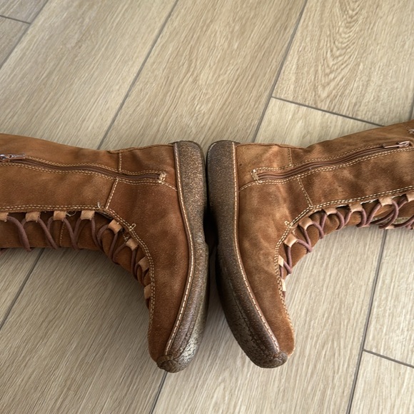 Y2K Timberland MOORELAND HOLLACE Women 7.5 Tall Lace Up Suede Leather Boots - Picture 9 of 12